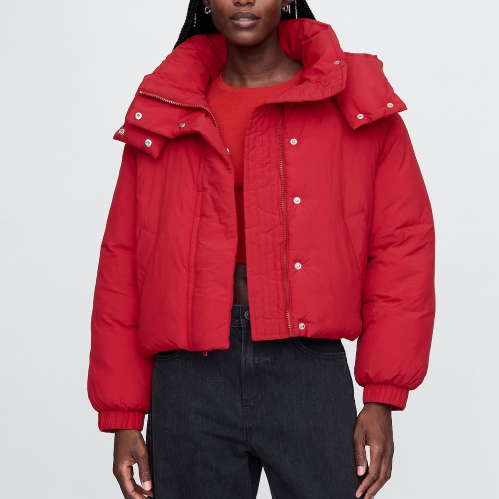 Cropped Duvet Wrap Puffer Jacket